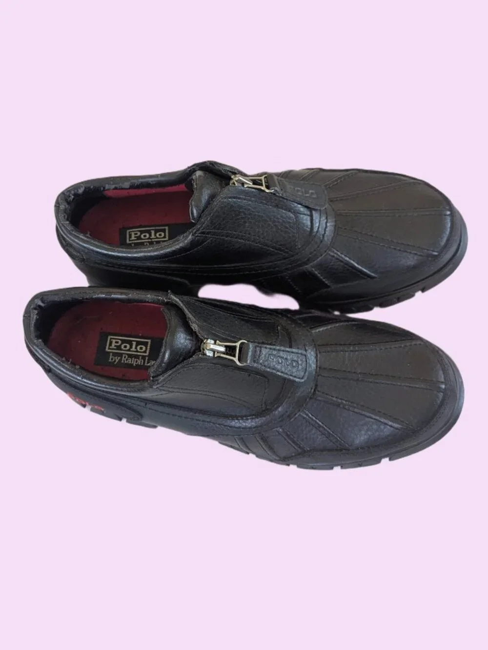 Polo Ralph Lauren Black Leather Men's Kewzip Zip - Size 9.5